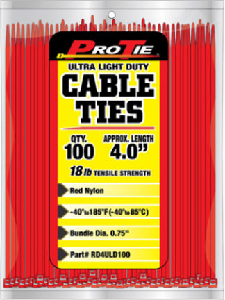 CABLE TIES 4 RED ULTRALD 100/PK