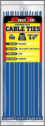 CABLE TIES 8 BLUE SD 100/PK